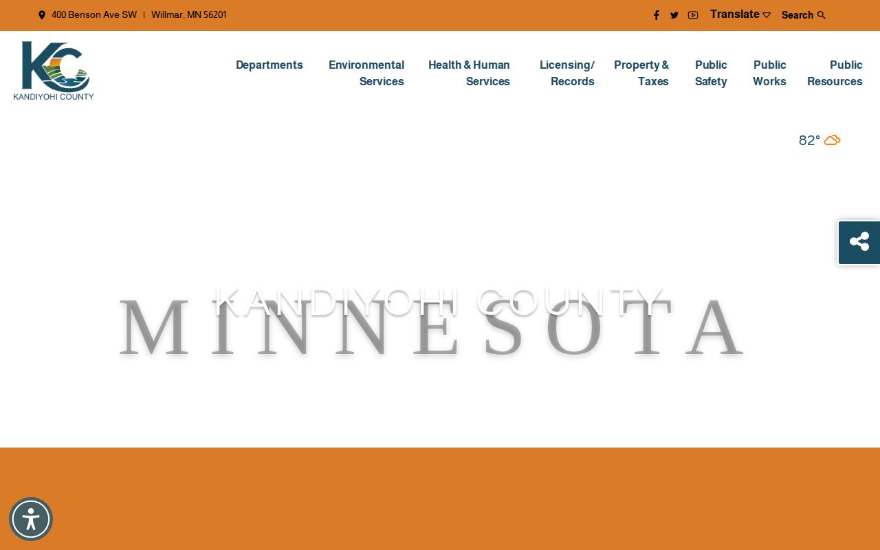 Kandiyohi County active warrant list navigation and public safety pages