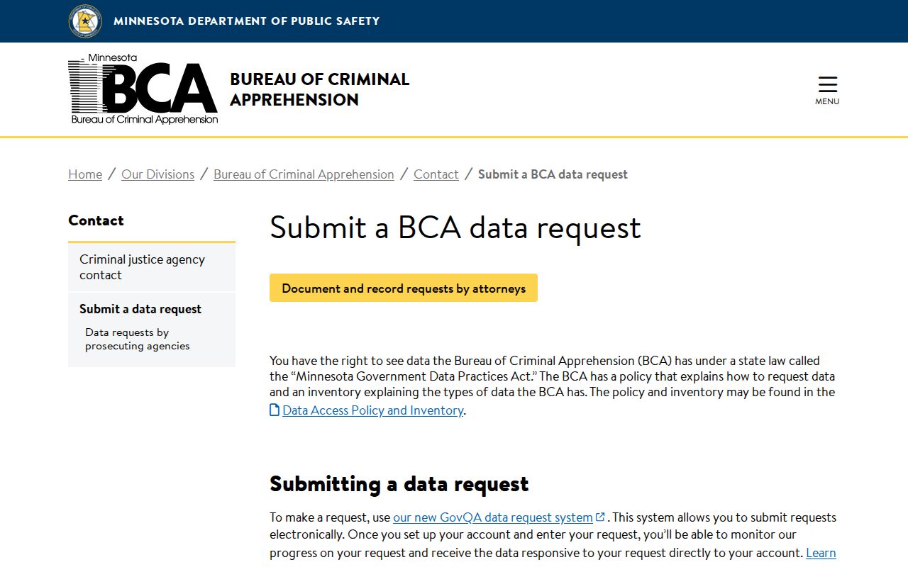 Kandiyohi County warrant search statewide BCA data request route