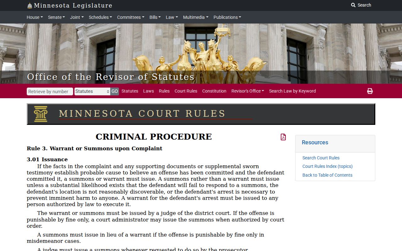 Kandiyohi County bench warrant issuance under Minnesota Rule 3