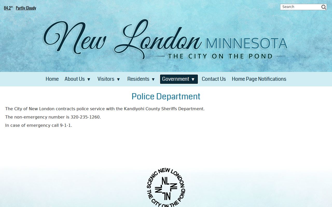 New London city page showing police service contract for warrant records
