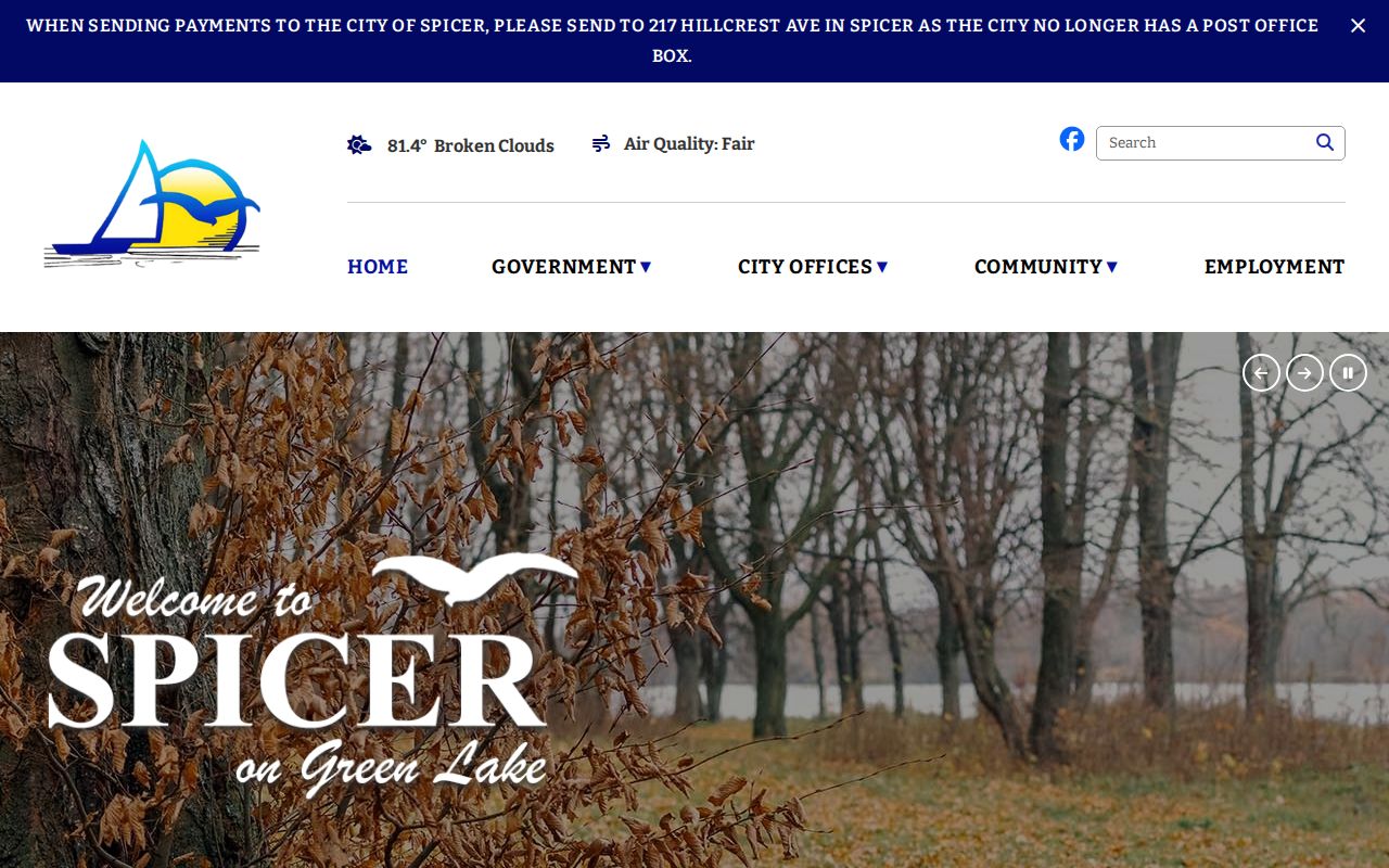 City of Spicer website and city documents used for Spicer warrant records routing
